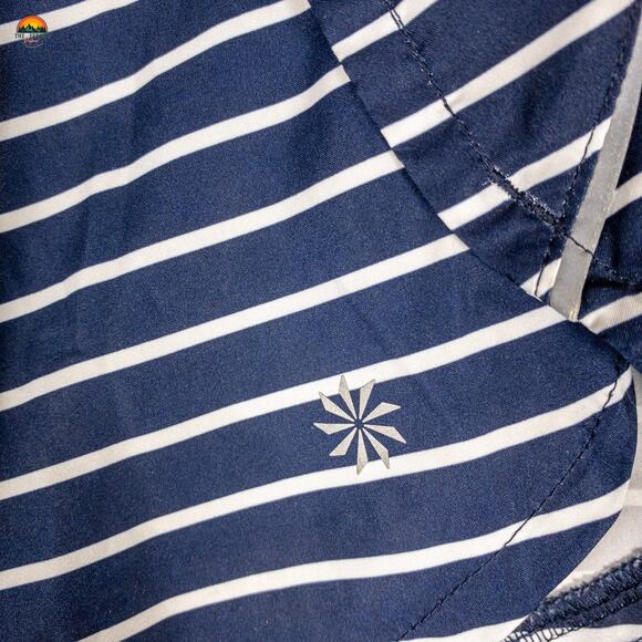 Athleta Athletic Running Shorts Navy Blue White Striped Racer Run Women's Small - Picture 11 of 11